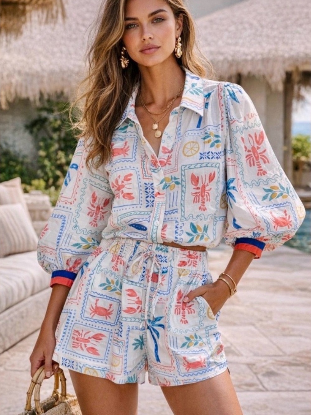 #1456 GEEGEE Tropical Short Set